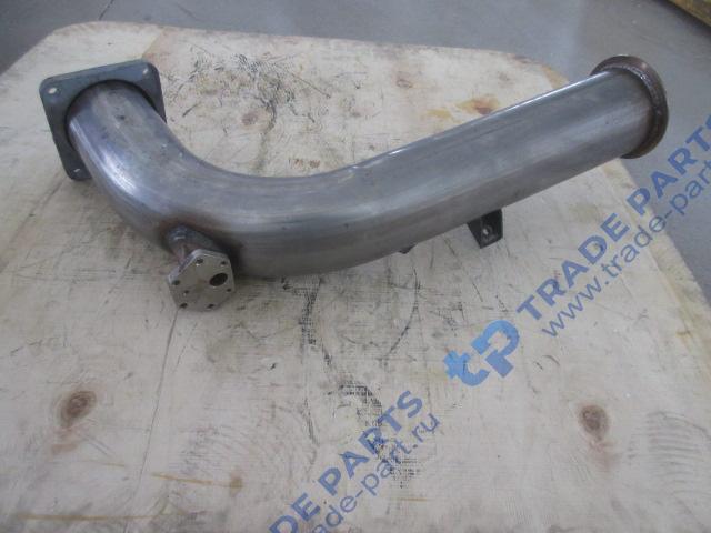 Реальная фотография труба выхлопная передняя часть  изогнутая с квадратными фланцами faw j6  ( с 2016 года)