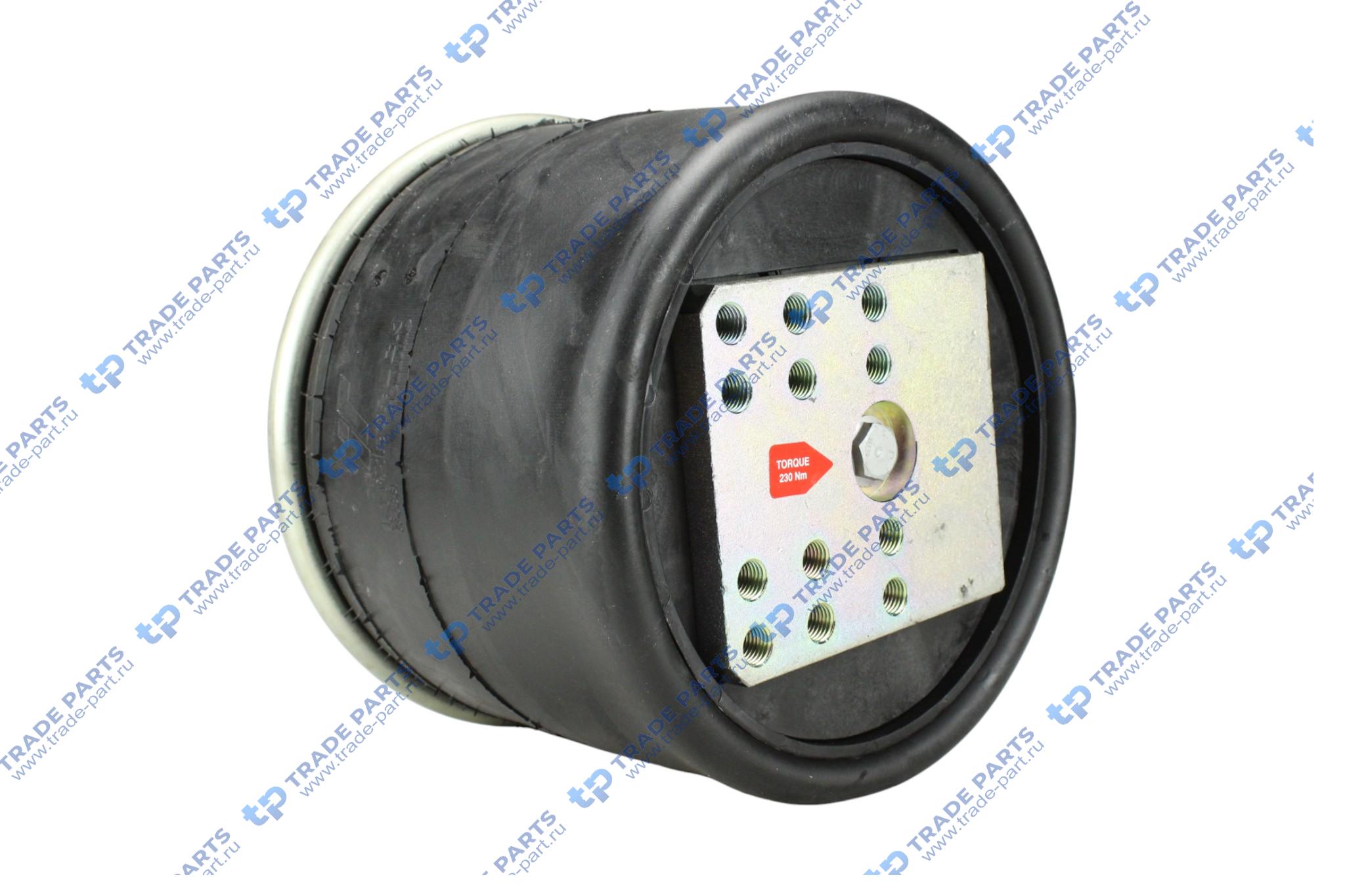 Реальная фотография пневморессора со стаканом (пластик); 2 шп.+возд. / 8 отв. bpw 36k