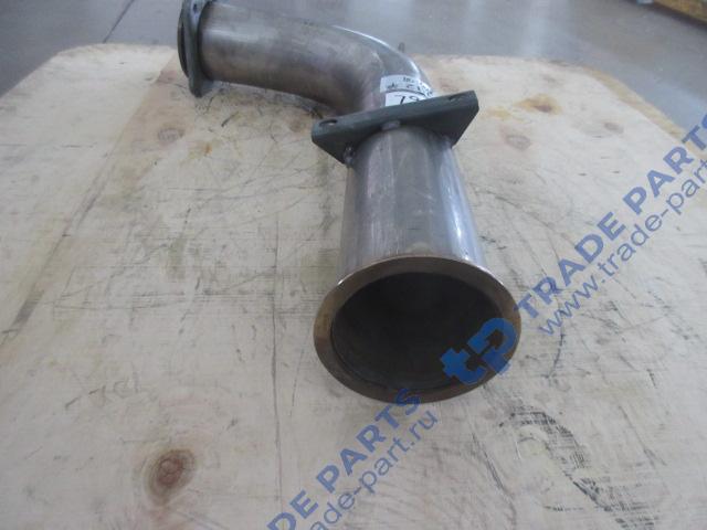 Реальная фотография труба выхлопная передняя часть  изогнутая с квадратными фланцами faw j6  ( с 2016 года)
